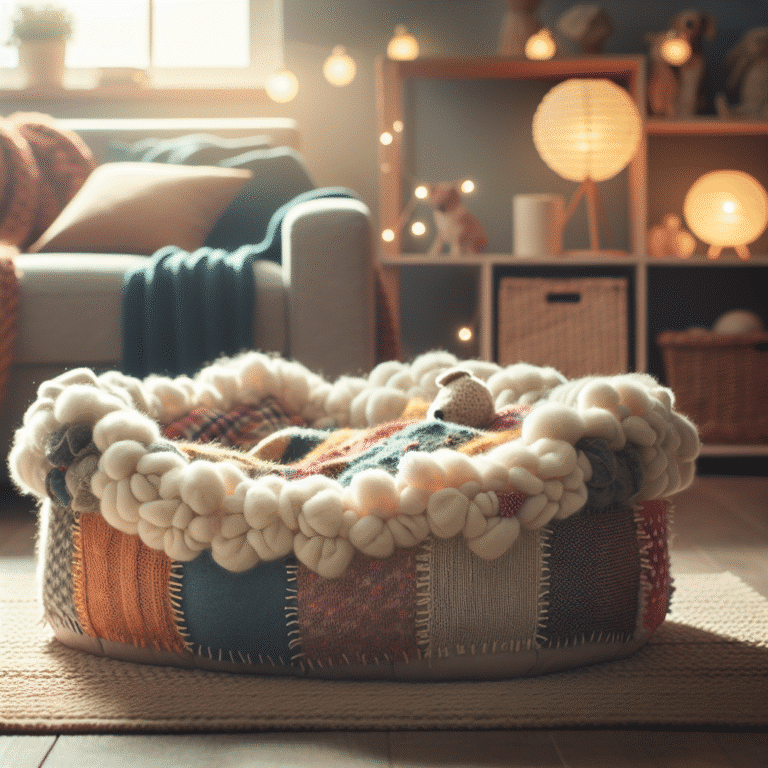 Creating a cozy dog bed from repurposed blankets