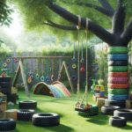 Upcycled tire toys for outdoor play