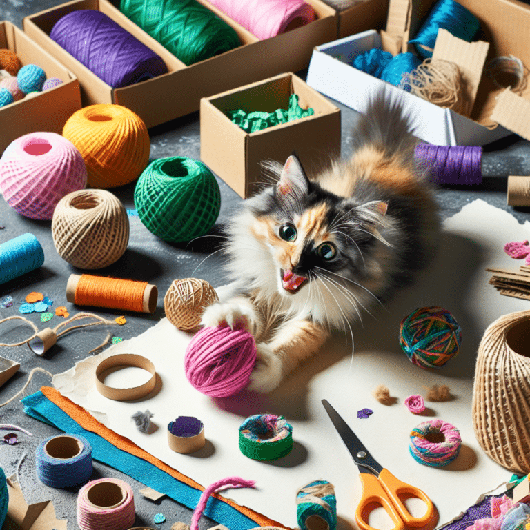 Creating cat toys from cardboard and scrap materials