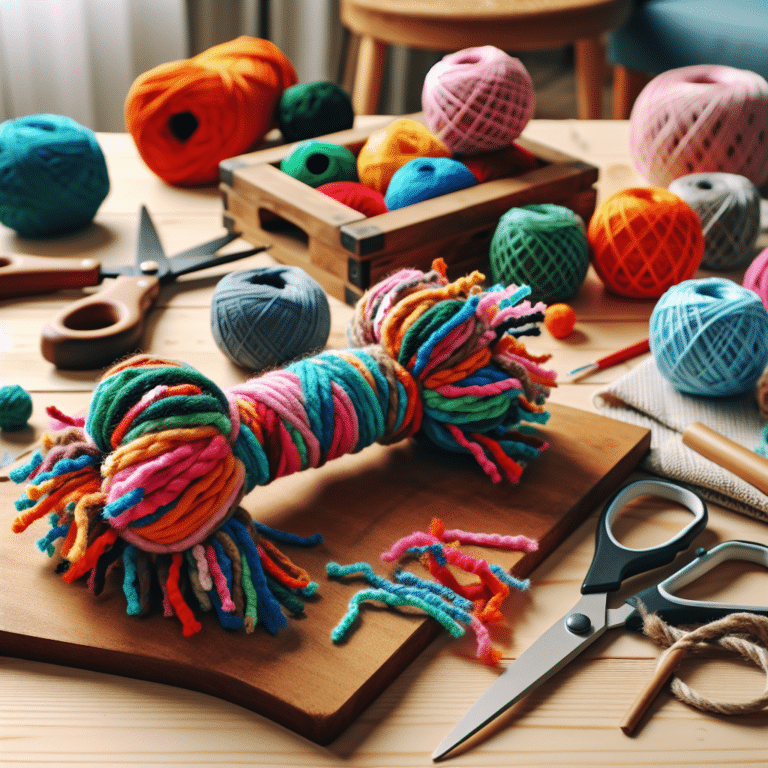 DIY colorful yarn dog toys from leftovers