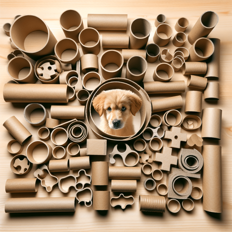 Using cardboard tubes for interactive dog puzzles