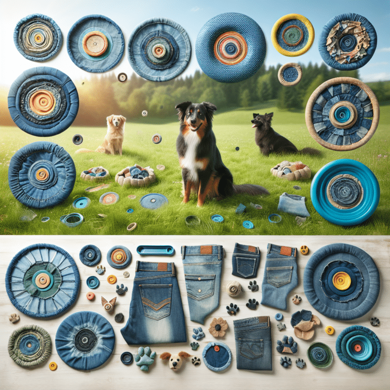 Upcycled denim dog frisbees